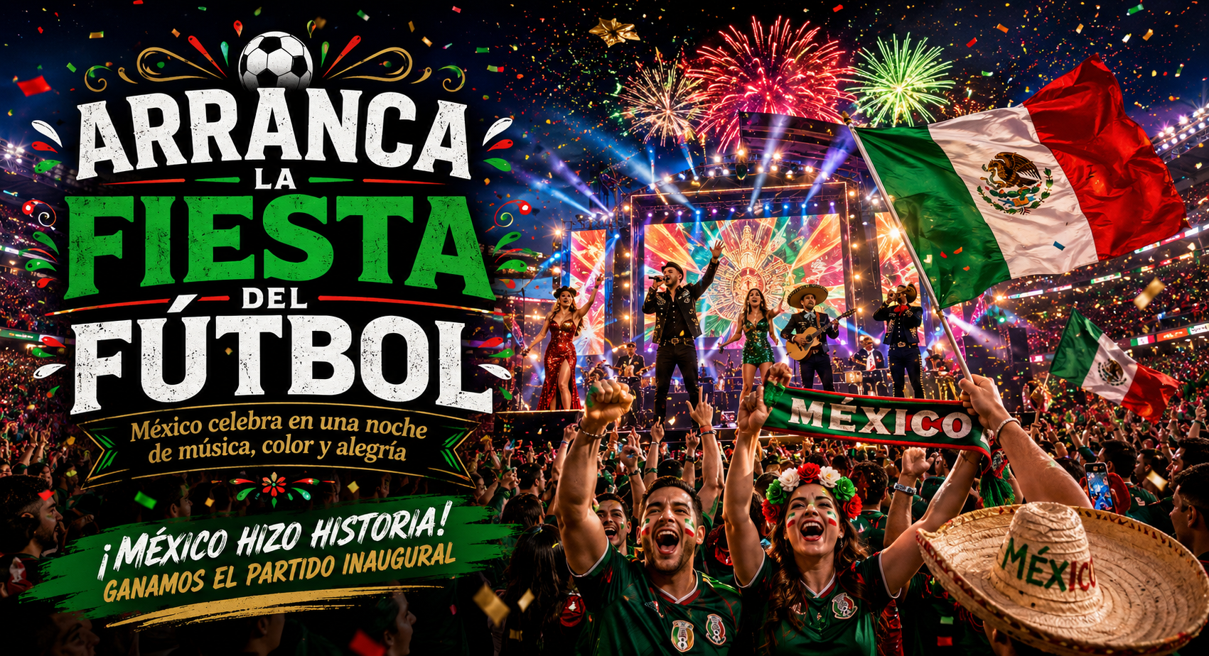 La Fiesta del Fútbol arrancó con música, gritos y un México que por fin rompió el maleficio