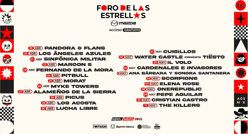 La Feria de San Marcos 2025: Un Lineup Estelar con Maroon 5, The Killers, Scorpions, OneRepublic y Tiësto